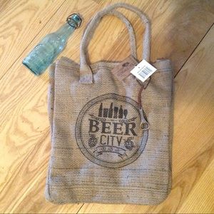 Beer Burlap Tote Market Brewery Man Travel Bag